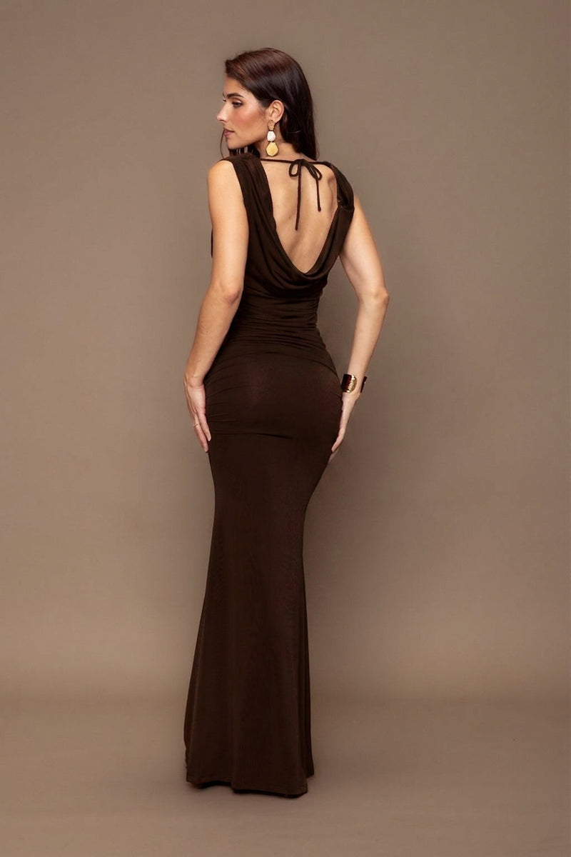 Kleid „Céleste“ in Schokoladenbraun